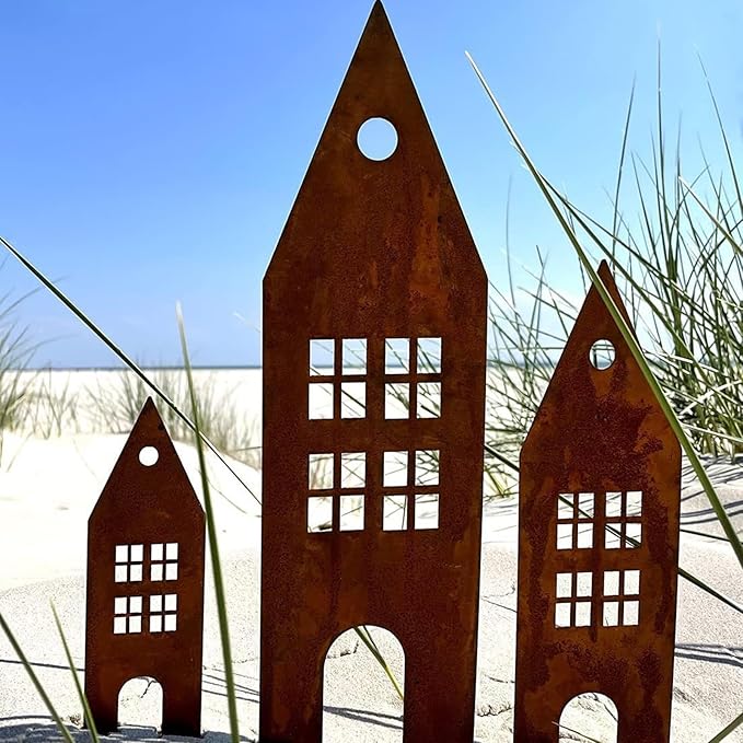 Realistic Rusty Castles Statue Figurines Stake for Spring Indoor and Outdoor Decoration Decorative Statue Vintage Garden Ornaments