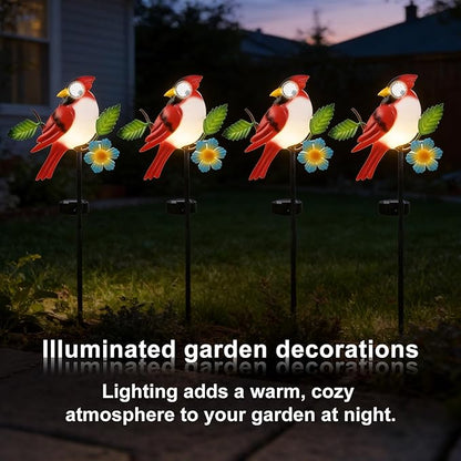 Rngmsi Garden Solar Lights Dynamic Eyes, Cardinal Bird Solar Garden Lights Stake Outdoor Decorations, LED Lighting Cardinal Decor Gifts for Patio Yard Pathway Lawn Ornaments