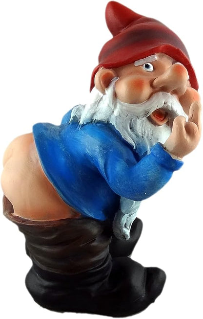 Funny Garden Gnome Statue – Cheeky Outdoor Yard Decor with Raised Finger – Resin Lawn Ornament for Patio, Garden, Desk & Man Cave Gift