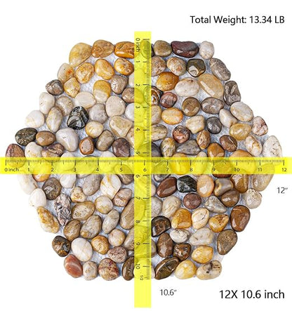 Qualdout River Rocks Stepping Stones Pavers Outdoor for Garden Walkway, Pebbles Polished Gravel for Yard Lawn Patio Pathway Landscaping, Set of 6 (Hexagon)