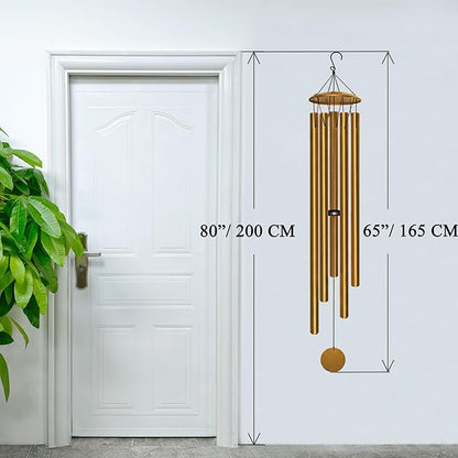 65" Extra Large Wind Chimes for Outside Deep Tone,Big WindChimes for Outdoor Porch Garden Patio Balcony Decor, Deep Tone Wind Chimes (Gold)