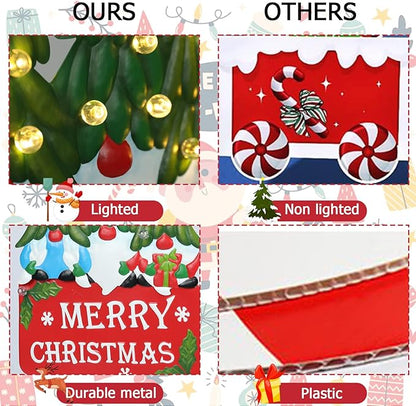 Afirst Christmas Yard Stakes Light Up Yard Decorations with LED Gnomes Santa Trees Metal Lighted Stakes Merry Christmas Sign Outdoor Garden Stake Lawn Pathway Outdoor Decoration