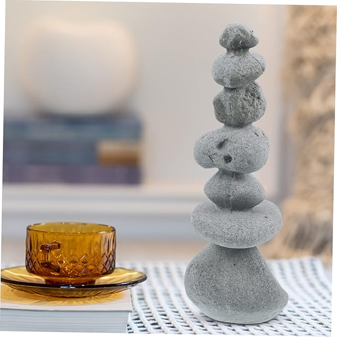 Mipcase Zen Garden Stone Decoration Fake Rock Ornament for Living Decor for Outdoor Garden Flower Pot Landscaping and Fish Tank Micro Landscape Light Grey