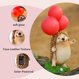 WHIMSYNOOK Hedgehog Figurine with Balloon – Solar LED Garden Statue & Whimsical Gift Décor, 10.4" Resin Cute Animal Light for Porch, Lawn, Yard, Housewarming, or Birthday