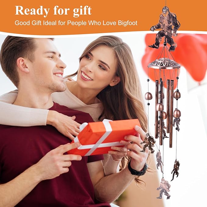for Men Bigfoot Wind Chimes Outdoor Big Foot Sasquatch Gifts for Women/Dad/Grandpa Birthday Metal WindChimes for Outside/Indoors, Home, Lawn, Patio, Garden Decor, Yard Decor