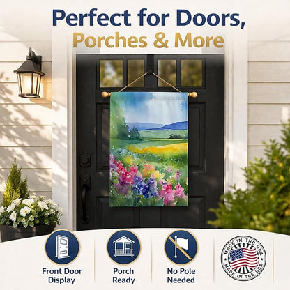 Caroline's Treasures Massachusetts Mayflowers in Watercolor House Flag Large Porch Sleeve Pole Decorative Outside Yard Banner Artwork Wall Hanging, Polyester, House Size, Multicolor