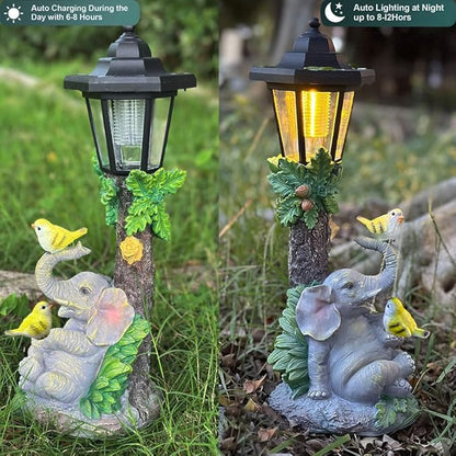 Solar Elephant Garden Statue, Outside Elephant Statue with Lantern Perfect for Balconies, backyards, or lawns—A Unique Birthday or Housewarming Gift for Women, Mothers, or Grandmothers
