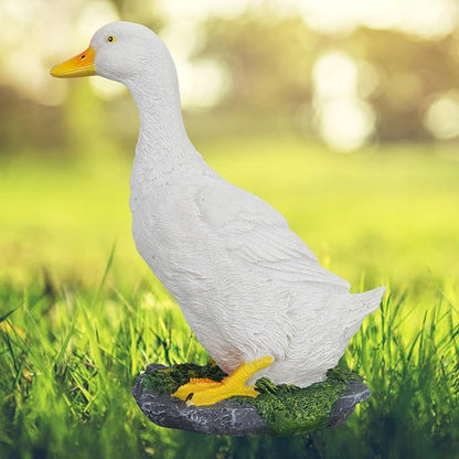 GLOGLOW Hand Painted Duck Garden Statue, Medium Size Decorative Outdoor Figurine for Yard Lawn Patio