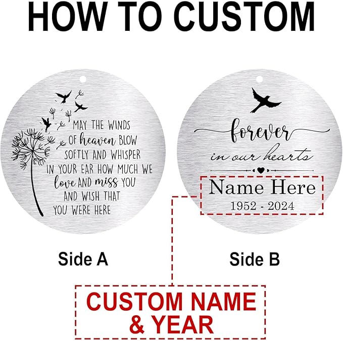 ASTARIN Personalized 30" Bereavement Wind Chimes for Outside, Memorial Gift in Remembrance of a Loved One, Sympathy Gift for Loss of Mother Father Husband, Garden Patio Decor