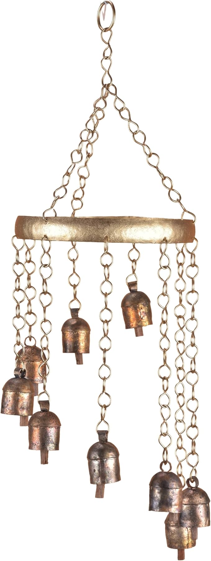 Rustic Wind Chimes for Outside – 18" Handmade Metal Hanging Bells – Garden Decor for Outside Yard Porch Patio – Outdoor Wind Chimes Bronze Finish – Boho Yard Decorations