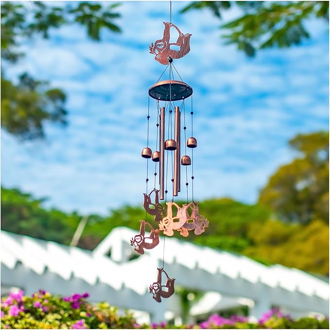 Sloth Wind Chimes for Outside,Sloth Gifts for Women Men/Memorial Gift/Sympathy Gift/Birthday Gifts Metal windchimes Outdoors/Indoors,Garden Decor,Patio,Home,Porch,Yard Decorations