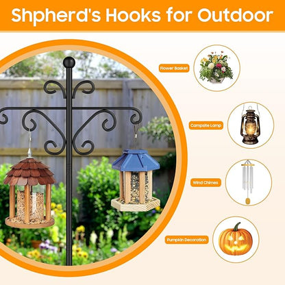 Bird Feeder Pole for Outdoors,108 Inch Adjustable Tall Shepherds Hooks, Double Shepherd Hooks for Bird Feeder Stand for Garden Plant, Hummingbird Feeder, Lantern, Hanging Wedding Decor