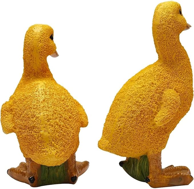 Cute Statues Garden Mini Yellow Duck Figurine Vivid Miniature Fairy Figurines Resin Backyard Decor(A)