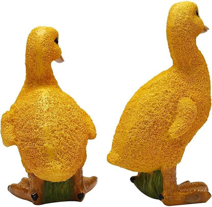 Cute Statues Garden Mini Yellow Duck Figurine Vivid Miniature Fairy Figurines Resin Backyard Decor(A)
