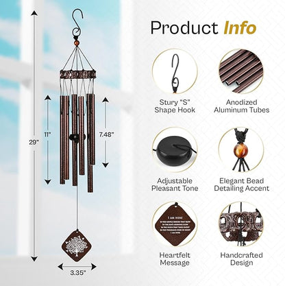 Memorial Wind Chimes I Tree of Life Wind Chime I Windchimes in Memory of a Loved One I Bereavement Gift for Loss of Father, Mother, Wife, Husband I Condolence Remembrance Gift I 29" Bronze