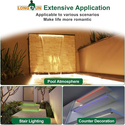 Longrun LED Fountain Light,Waterfall LED Light Strip,Remote and APP Control Waterproof Aluminum LED Lights for Pool Water fall Fountain,Pond Waterfall Spillway Landscape Lighting Decoration(34.85Inch)