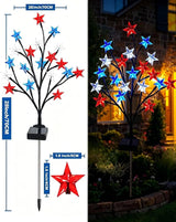 8 Piece Solar US Flag Light Set, American Flags Pole Pathway Lights, Outdoor Garden IP66 Waterproof Patriotic LED Star Stake with 8 Lighting Modes for 250th Anniversary, 4th of July Decoration