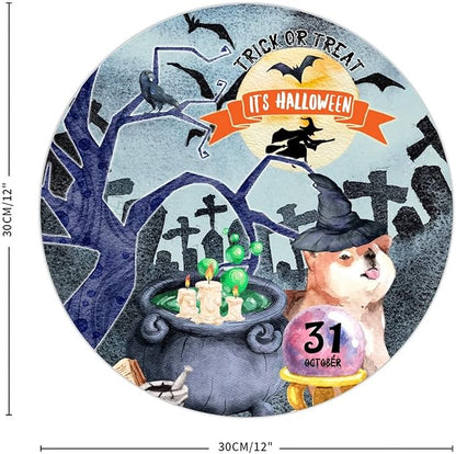 Retro Metal Sign 12"x12",Happy Halloween Scary Night Grave Witch Bats Trick Or Treat Dog Aluminum Tin Metal Sign for Home Living Room Bedroom Garden Farm Patio Decor Wall Art Poster