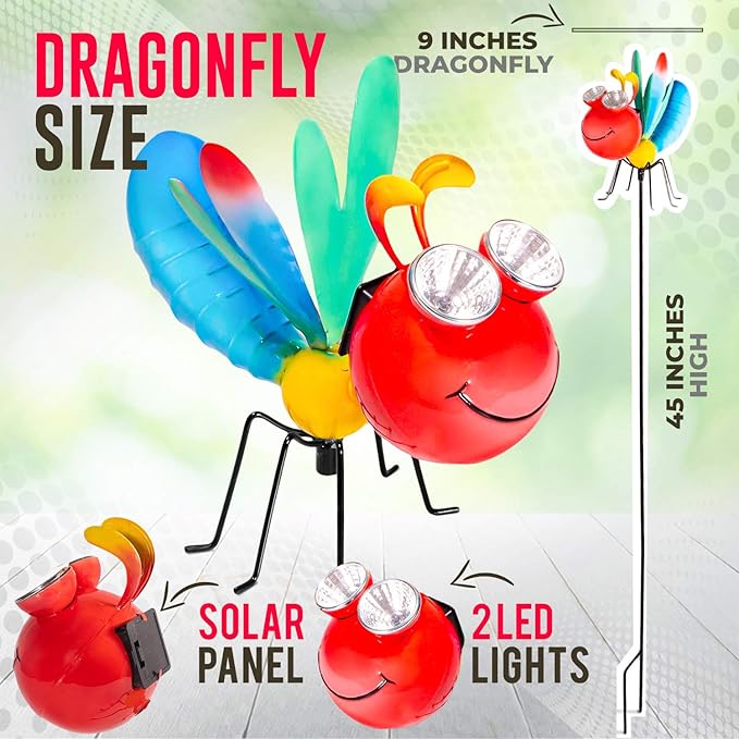 Dragonfly Garden Decor - Shefio Metal Yard Art Specializes in Products That Enhance Outdoor Spaces - Whimsical Garden Decor