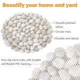 River Rock Stepping Stones Outdoor for Garden Walkway, 12 inch Diameter 3 Pcs Round Shape Paver Step Stones Polished Pebble River Stone Mat for Yard Lawn Patio Pathway Walk Way - White