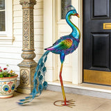Metal Peacock Garden Decor Outdoor Statue, 26" Metal Yard Art Peacock Garden Sculptures Outside Decoration for Home Patio Lawn Backyard, Gift for Moms Grandma Women