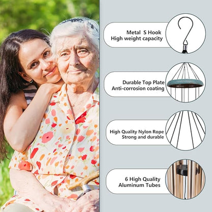 Memorial Wind Chimes for Loss of Loved One, Produced in USA Personalized Deep Tone Wind Chimes Memorial Gifts in Memory of a Loved One, Best Bereavement Gift Idea for Sympathy