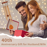 40th Anniversary Wedding Wind Chime with Meaningful Sayings, Happy 40th Anniversary Decorations Romantic Gifts for Couple, Parents, Wife, Husband, Friends, Ruby Anniversary Keepsake