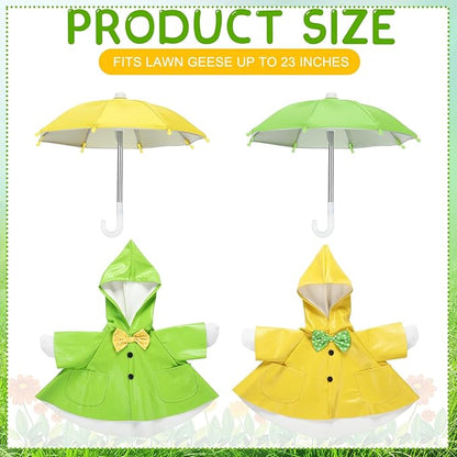 Abbylike 2 Sets Raincoat Porch Goose Outfits Summer Raincoat Yard Goose Duck Clothes Costume with Umbrella Hat Fits Large 23'' Cement for Spring Garden Patio Lawn Statue Pathway Art Decorations
