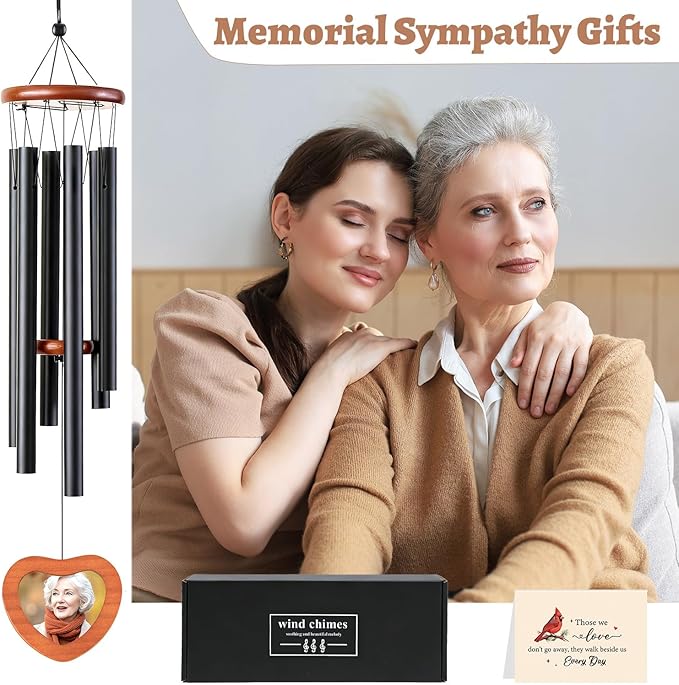 Memorial Wind Chimes for Outside - Personalized Cardinal Sympathy Wind Chimes Gifts for Loss of Loved One, Loss Mom Dad Grandpa Grandma Bereavement Remembrance Grief Gifts