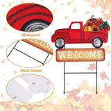 Whaline Valentine's Day Metal Yard Stakes Easter Welcome Interchangeable Garden Stake Red Truck Decor Set with Seasonal Sign Loads, Set of 9