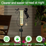 Dachshund Dog Rain Gauge Outdoor,Solar Powered Decorative Metal Dog and Bird Garden Stakes,Rain Gauges for Yard,Pathway,Lawn