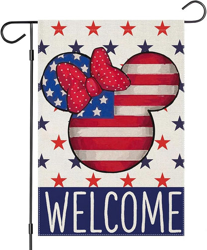 Welcome 4th of July Garden Flags for Outside 12x18 Inch Double Sided, Patriotic Stars Yard Decorations,Small Seasonal Decor for Summer Memorial Day,250th Years America Anniversary Farmhouse Holiday