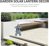 Yardwe Solar Pagoda Lantern Garden Statue Indoor Outdoor Zen Asian Decor for Landscape Balcony Garden Patio Porch Yard Ornament Grey