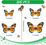 Aoriher 200 Butterfly Garden Stakes, 4 Sizes, Artificial Waterproof Butterflies Stakes for Flower Bouquet Yard Art Patio Plant Pot Flower Bed Home Decor