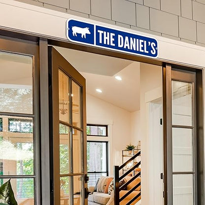 SmartSign Customize Your Own Blue Street Sign with Pig Symbol | 6" x 24" 3M EG Reflective Aluminum