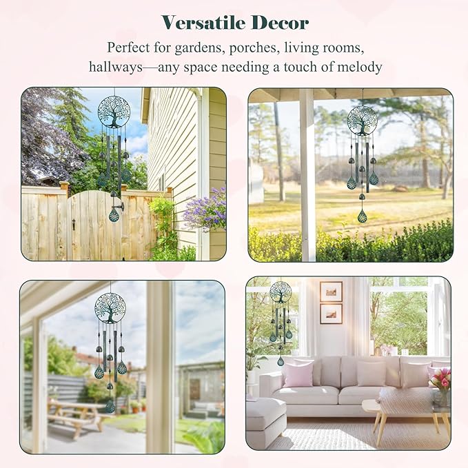 Wind Chimes for Outside Tree of Life Wind Chimes Windchimes Outdoors Tree of Life Wind Chimes for Outside Gifts for Mom, Grandma, Daughter, Decoration for Home, Garden, Patio, Backyard