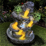 Fairy Garden Accessories Fairies Waterfall Solar Statues, 9" Waterproof Figurines Lights Outdoor House Decorations for Patio Lawn Porch Backyard, Gardening Birthday Gift for Women Kids Grandmom