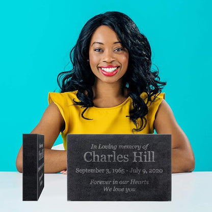 Customized In Loving Memory Black Granite Memorial or Sympathy Gift. Offered in a Variety of Sizes to Meet your Needs and Budget (14 x 9 x 2")