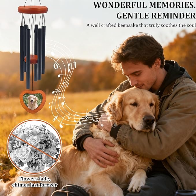 Pet Memorial Wind Chimes，Loss Pets Sympathy Gift Dogs Passing Away Gift, Remembrance Bereavement Gift,in Memory of Dogs Cats Gifts