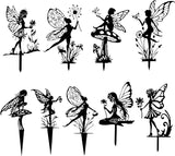 Fairy Garden Decor - 9-Piece Metal Garden Statue Deals for Outdoor, Yard & Lawn - Whimsical Iron Fairy Sculptures Set (11.8 Inch) (Nine Fairies)