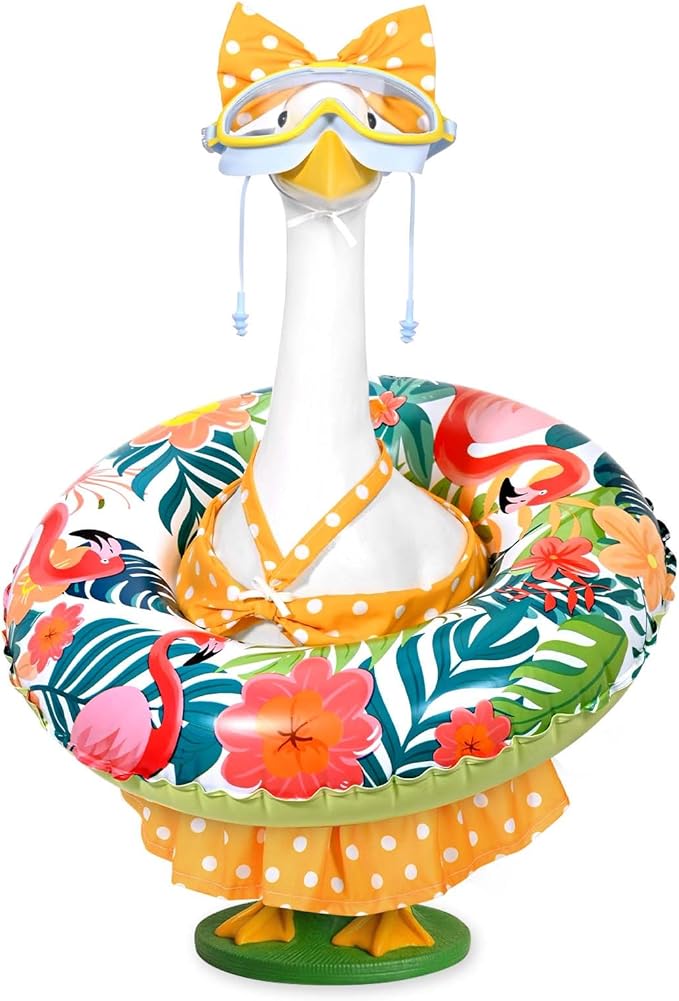 JcHrmers Diving Porch Goose Outfits Swimming Goose Outfits Bikini Lawn Porch Goose Clothes Fits 23" Cement Plastic Goose Statue for Summer Outdoor Garden Yard Patio Decoration