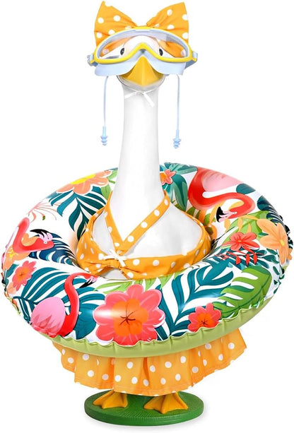 JcHrmers Diving Porch Goose Outfits Swimming Goose Outfits Bikini Lawn Porch Goose Clothes Fits 23" Cement Plastic Goose Statue for Summer Outdoor Garden Yard Patio Decoration