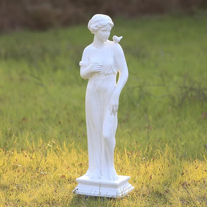 EROMMY Outdoor Garden Statue, 31.5-Inch Greek Nymph Sculpture in Roman Style, Elegant Goddess Figurine for Patio, Yard, Lawn & Porch Decor Ivory