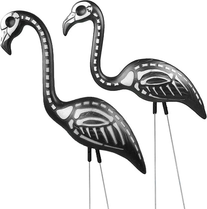 Skeleteen Zombie Skeleton Flamingo Yard Ornaments with Stakes, Pack of 2