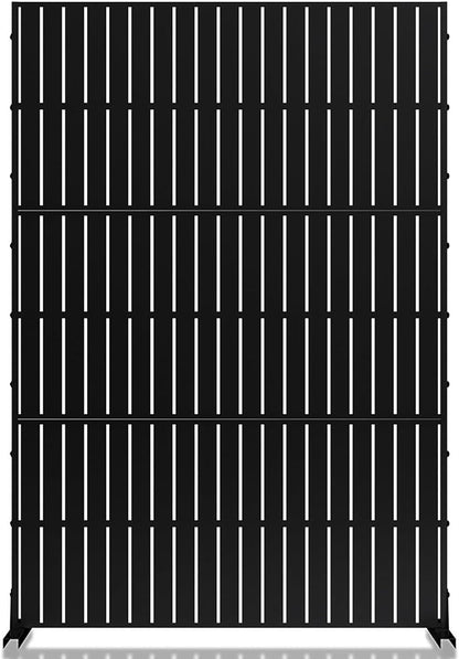 MTART Metal Privacy Screen 72" H x 47.2" Decorative Outdoor Privacy Screen Privacy Panel with Stand for Balcony Deck Patio Lawn Garden, Privacy Fence (Black-Vertical)