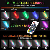 SoulBay Pond Lights with Remote, 4pcs RGB IP68 Waterproof Underwater LED Lights with 8-H Timer and Power Supply for Pond Garden Landscape Lighting for Patio, Garden, Fountain, Aquarium Decoration