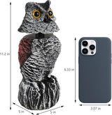 Hausse 2 Pack Fake Owl Decoy Bird Scarecrow Sculpture, 11.2 inch Wagging Head Plastic Owl Scare Birds Away, Owls Statue Nature Enemy Horned Pest Repellent for Outdoor Garden Yard