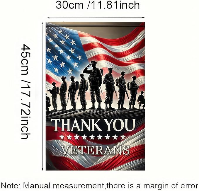 BlissYard Veterans Day Garden Flag 12x18 Inch, Thank You Veterans Double Sided Garden Flag for Outside Yard Decor, Military Veteran Garden Flags Veterans Day Yard Flag, Memorial Honor Gift for Veterans
