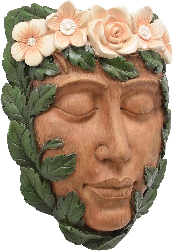 Arcadia Garden Products Large Whimsical Tree Face Planter, 8"x10.5", Outdoor Tree Hugger, Woman Spirit Sculpture for Garden Art Decor, Birdfeeder, Hangs on Trees, Fences or Walls, Willow
