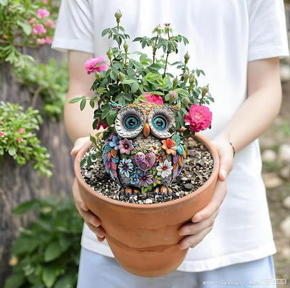 Garden Stake Decor, Acrylic 2D Flat Cute Animal Statue, Fairy Sculptures Ornament Indoor Outdoor Yard Lawn Pot Plant Decorative Accessories (Bohemian owl)